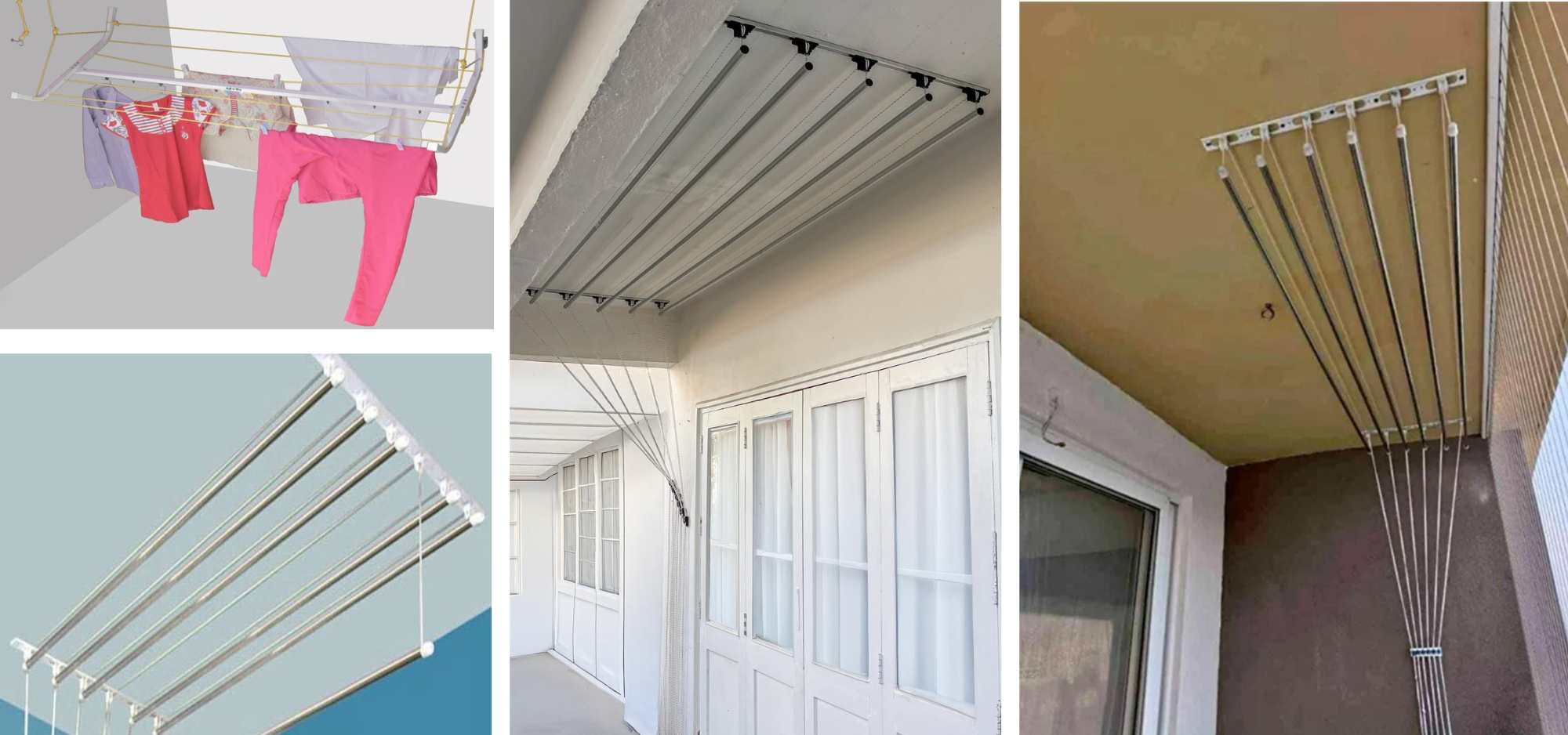 A modern, ceiling-mounted clothes hanger system
